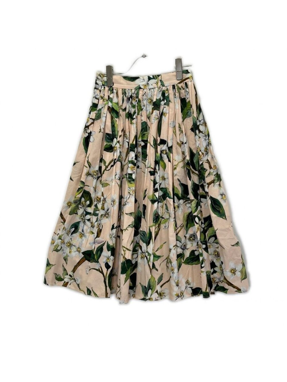 Dolce & Gabbana Beige Flower Print Pleated Skirt 38